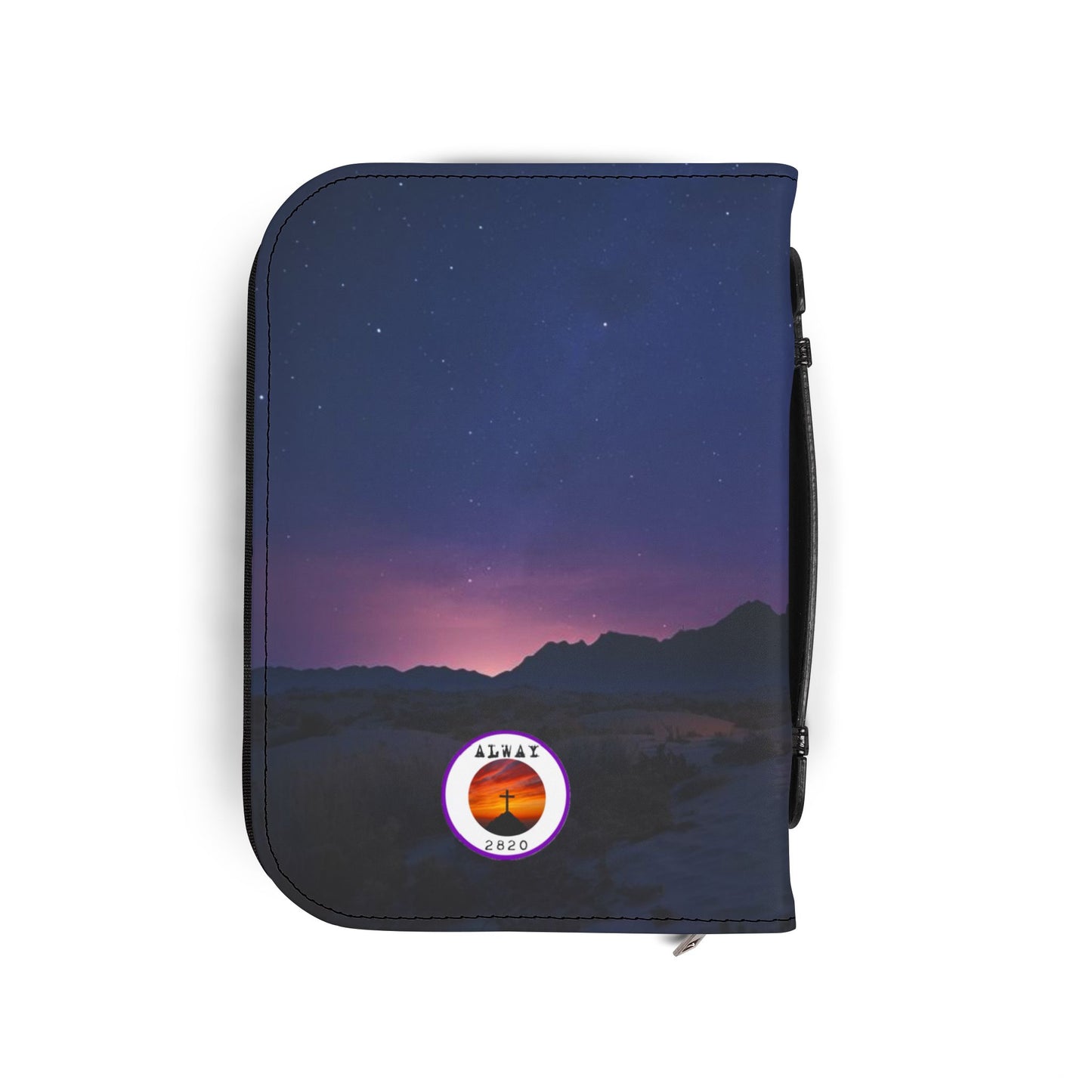 Bible Cover Case: 'Isaiah 54:17' Cross Night Sky Design