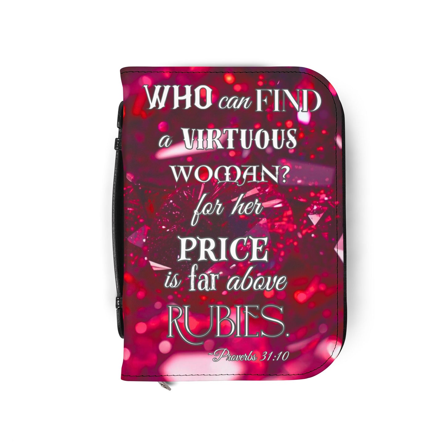 Bible Cover Case: 'Proverbs 31:10' Virtuous Woman Rubies Design