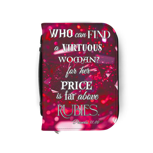 Bible Cover Case: 'Proverbs 31:10' Virtuous Woman Rubies Design