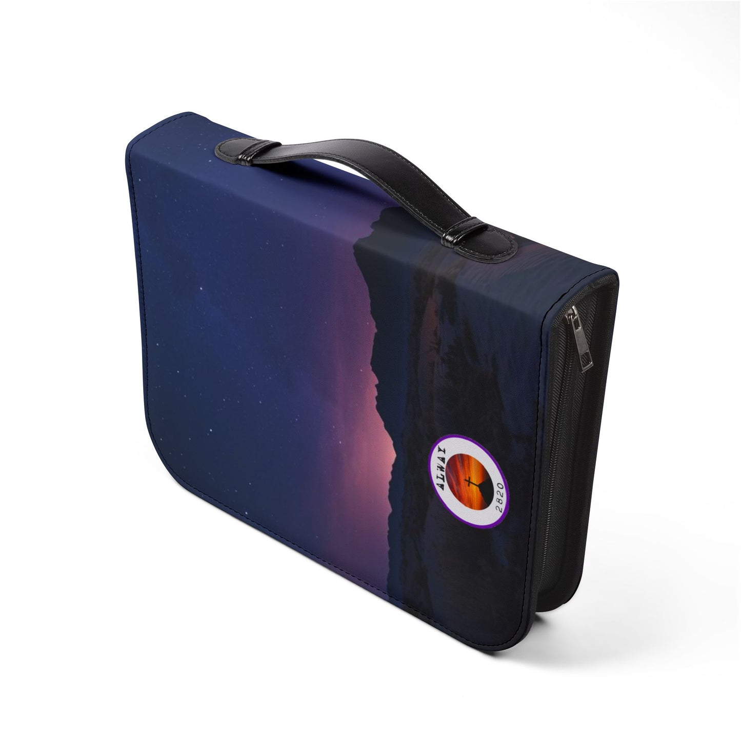Bible Cover Case: 'Isaiah 54:17' Cross Night Sky Design