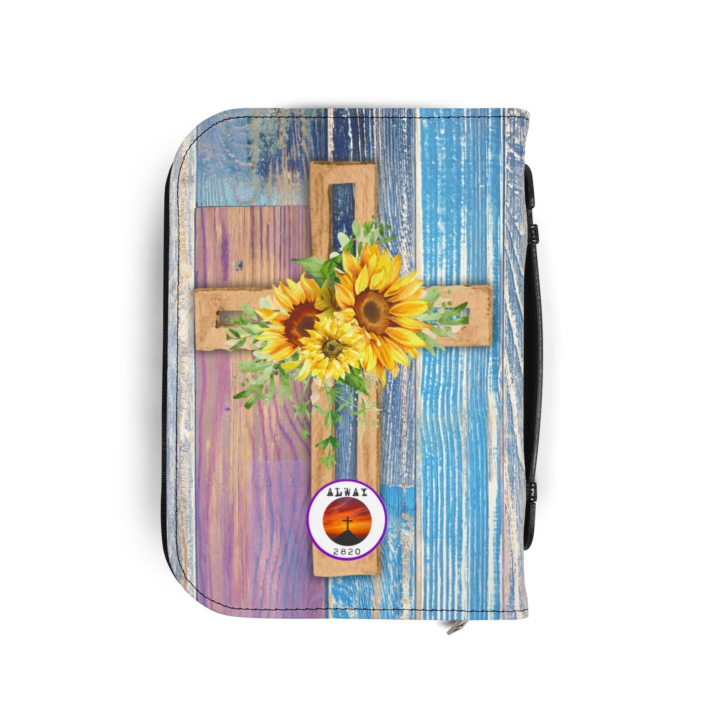 Bible Cover Case: 'God is Good' Sunflower Wood Design