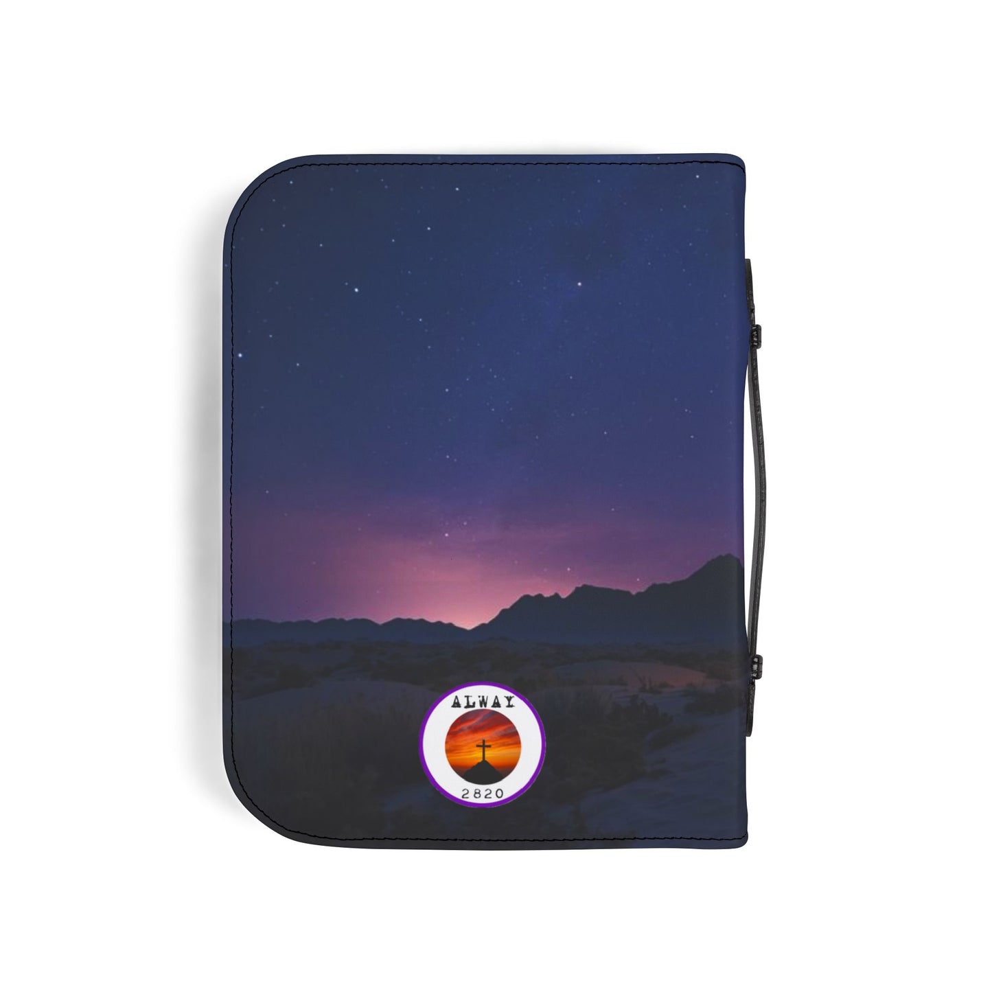 Bible Cover Case: 'Isaiah 54:17' Cross Night Sky Design