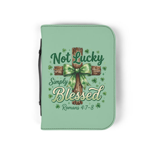 'Bible Cover Case: 'Romans 4:7-8' Cross Shamrock Design