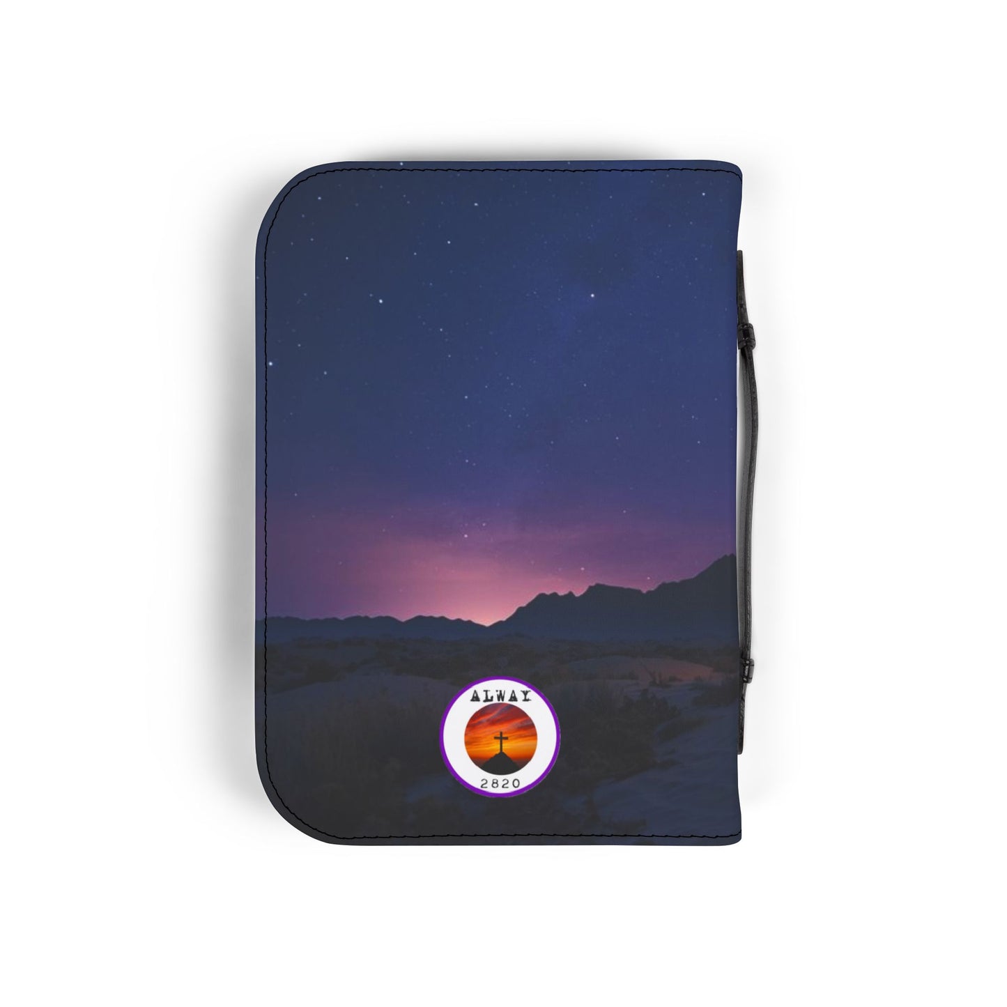 Bible Cover Case: 'Isaiah 54:17' Cross Night Sky Design