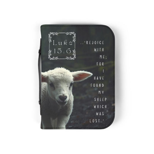 Bible Cover Case: 'Luke 15:6' Jesus & Lamb Design