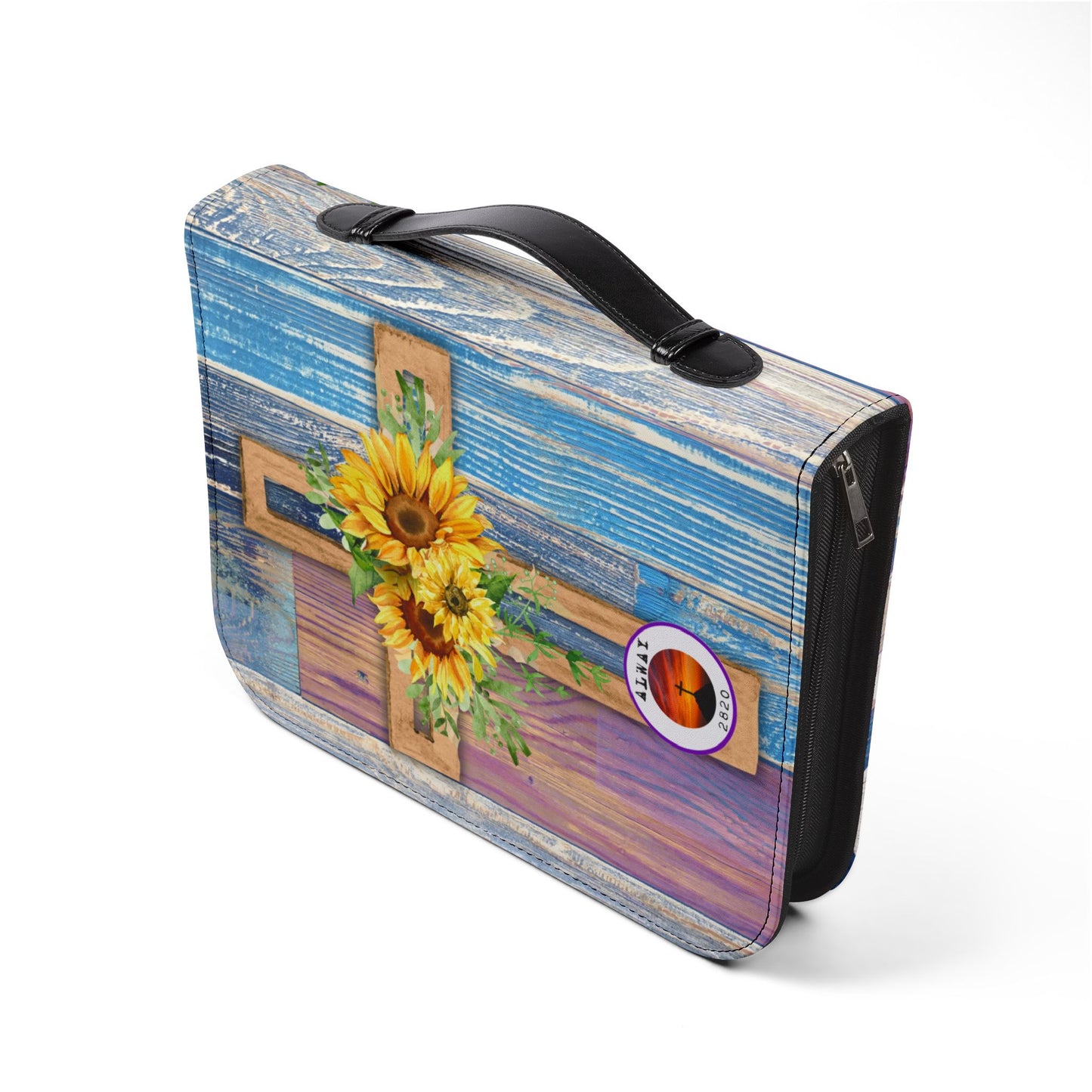 Bible Cover Case: 'God is Good' Sunflower Wood Design