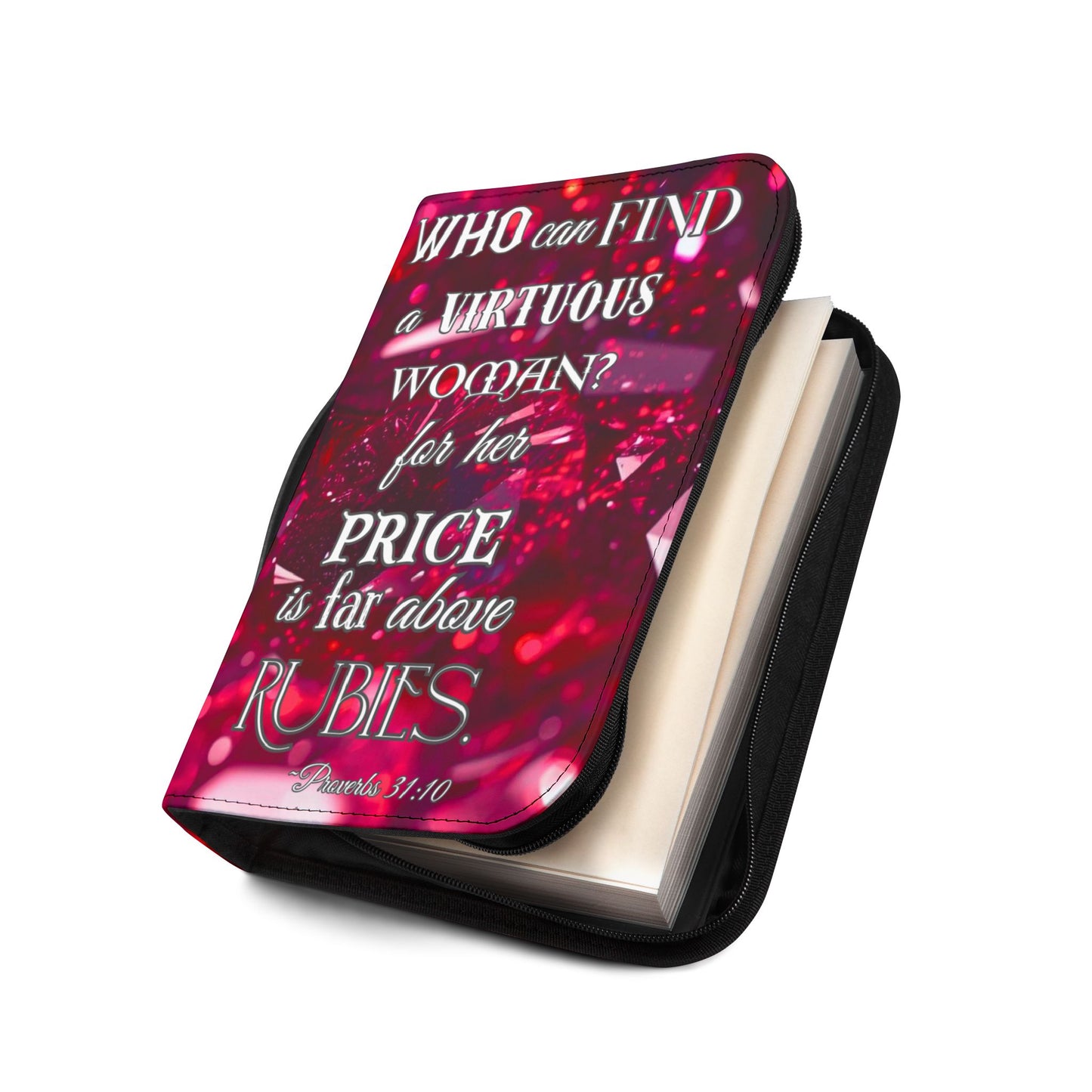 Bible Cover Case: 'Proverbs 31:10' Virtuous Woman Rubies Design