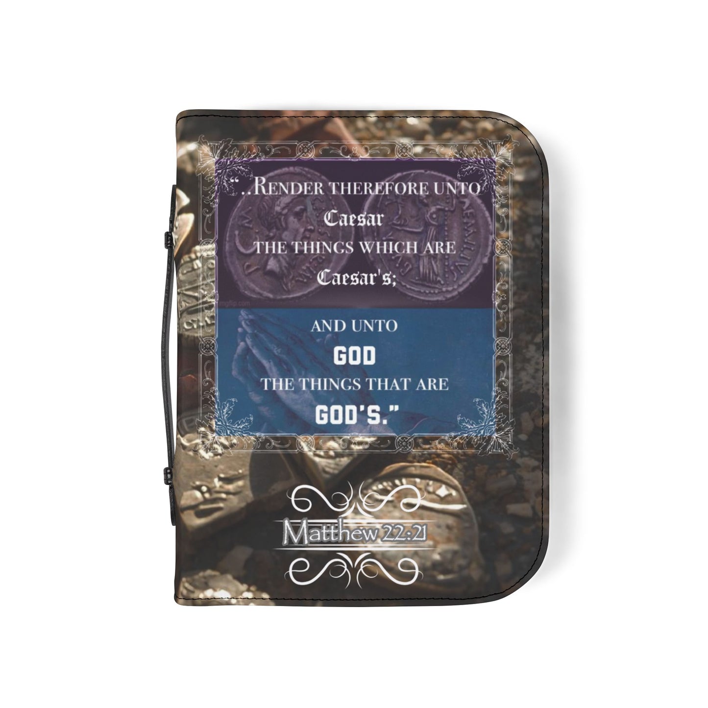 Bible Cover Case: 'Matthew 22:21' Broken Coins Design