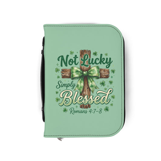 'Bible Cover Case: 'Romans 4:7-8' Cross Shamrock Design