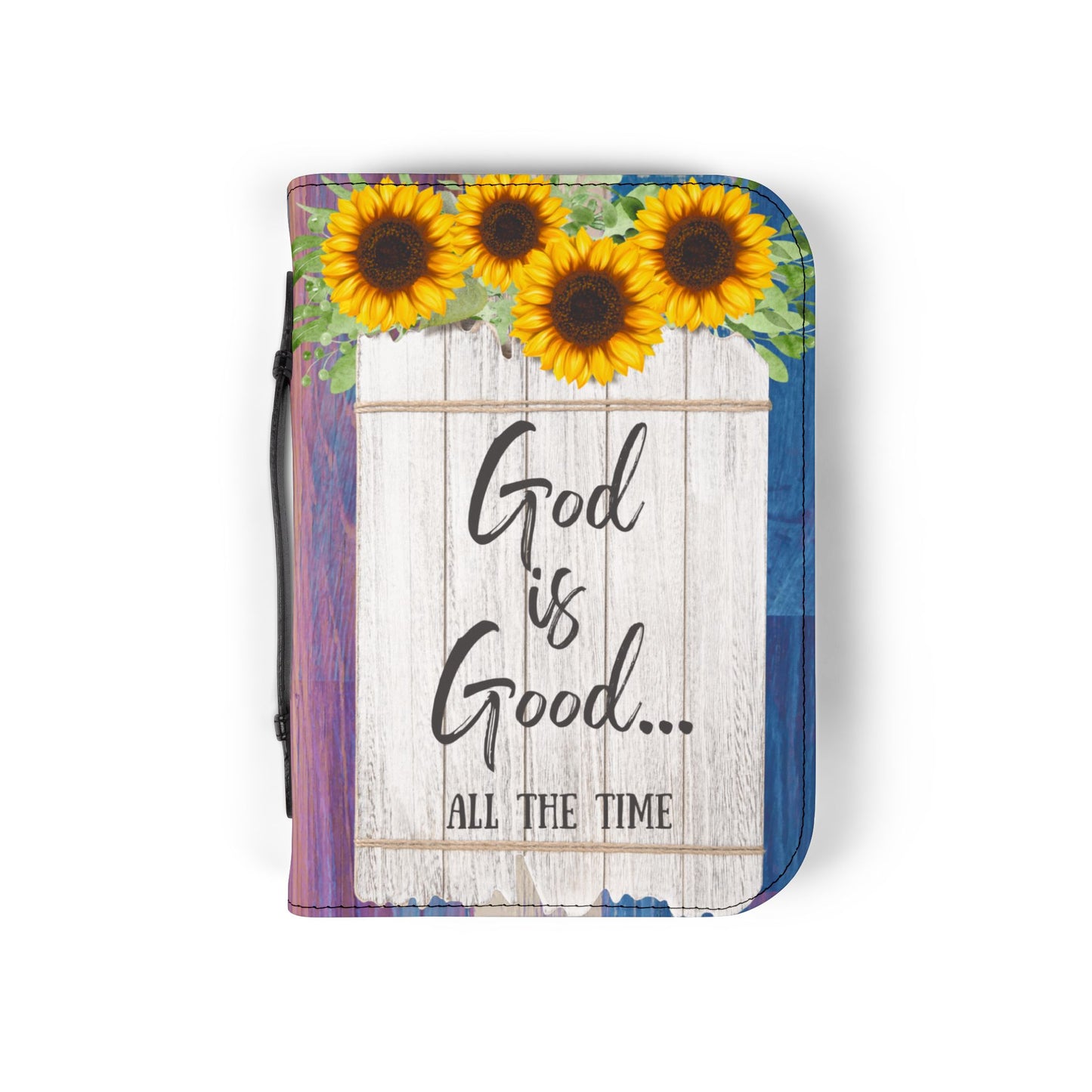 Bible Cover Case: 'God is Good' Sunflower Wood Design