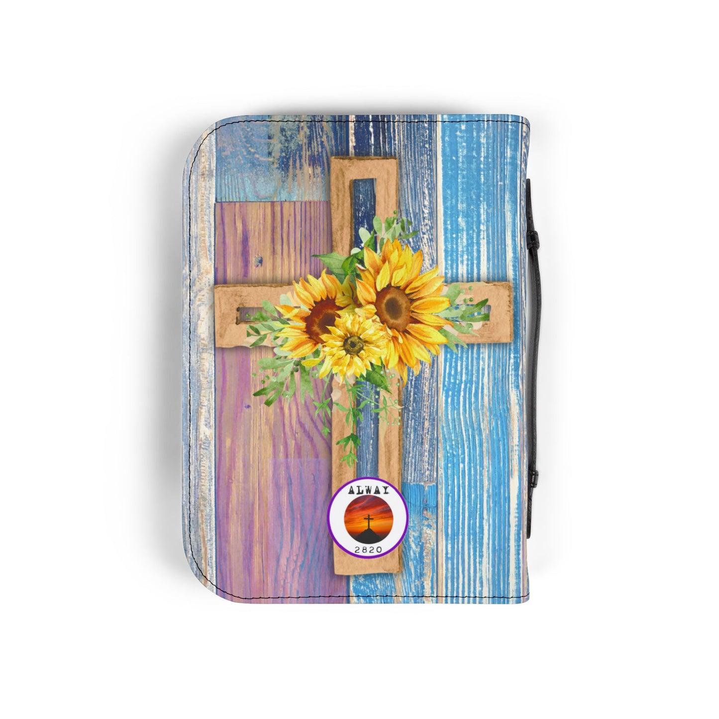 Bible Cover Case: 'God is Good' Sunflower Wood Design