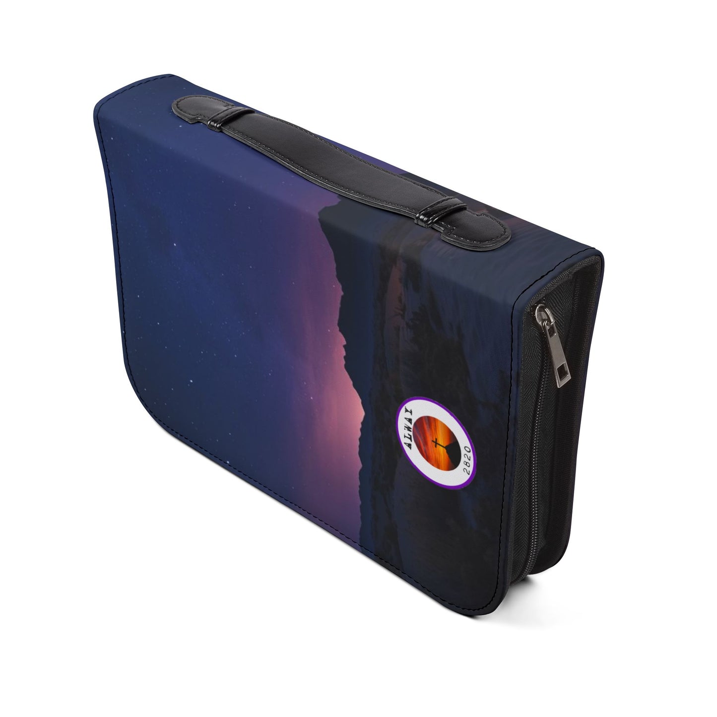 Bible Cover Case: 'Isaiah 54:17' Cross Night Sky Design
