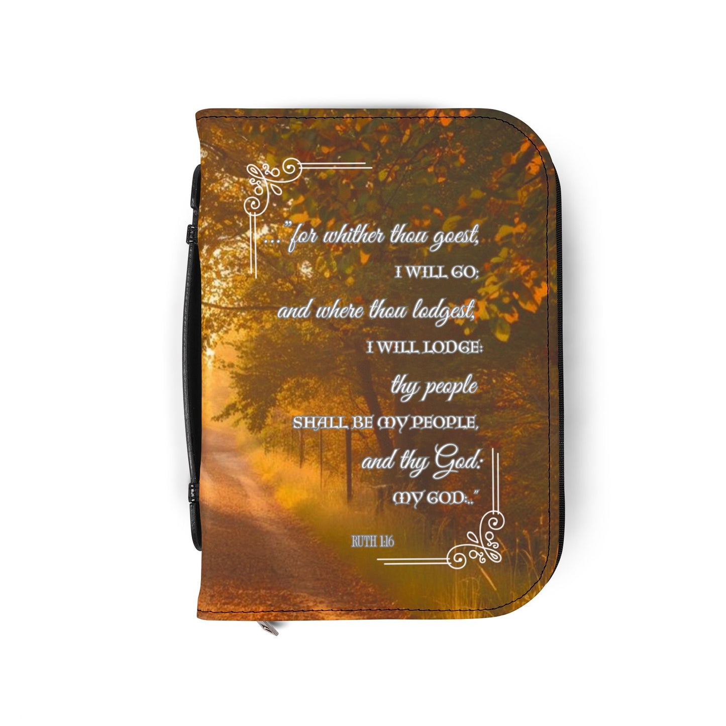 Bible Case Cover: 'Ruth 1:16' Country Road Design