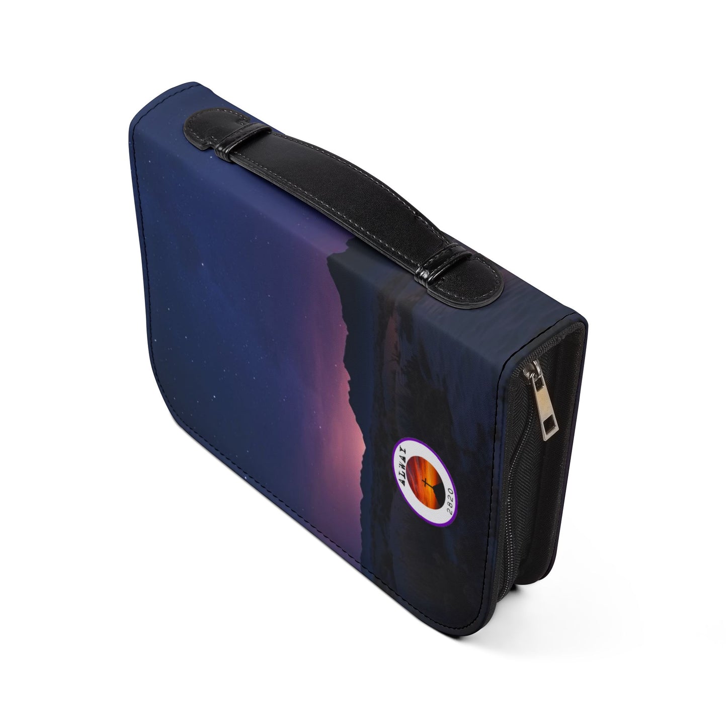 Bible Cover Case: 'Isaiah 54:17' Cross Night Sky Design
