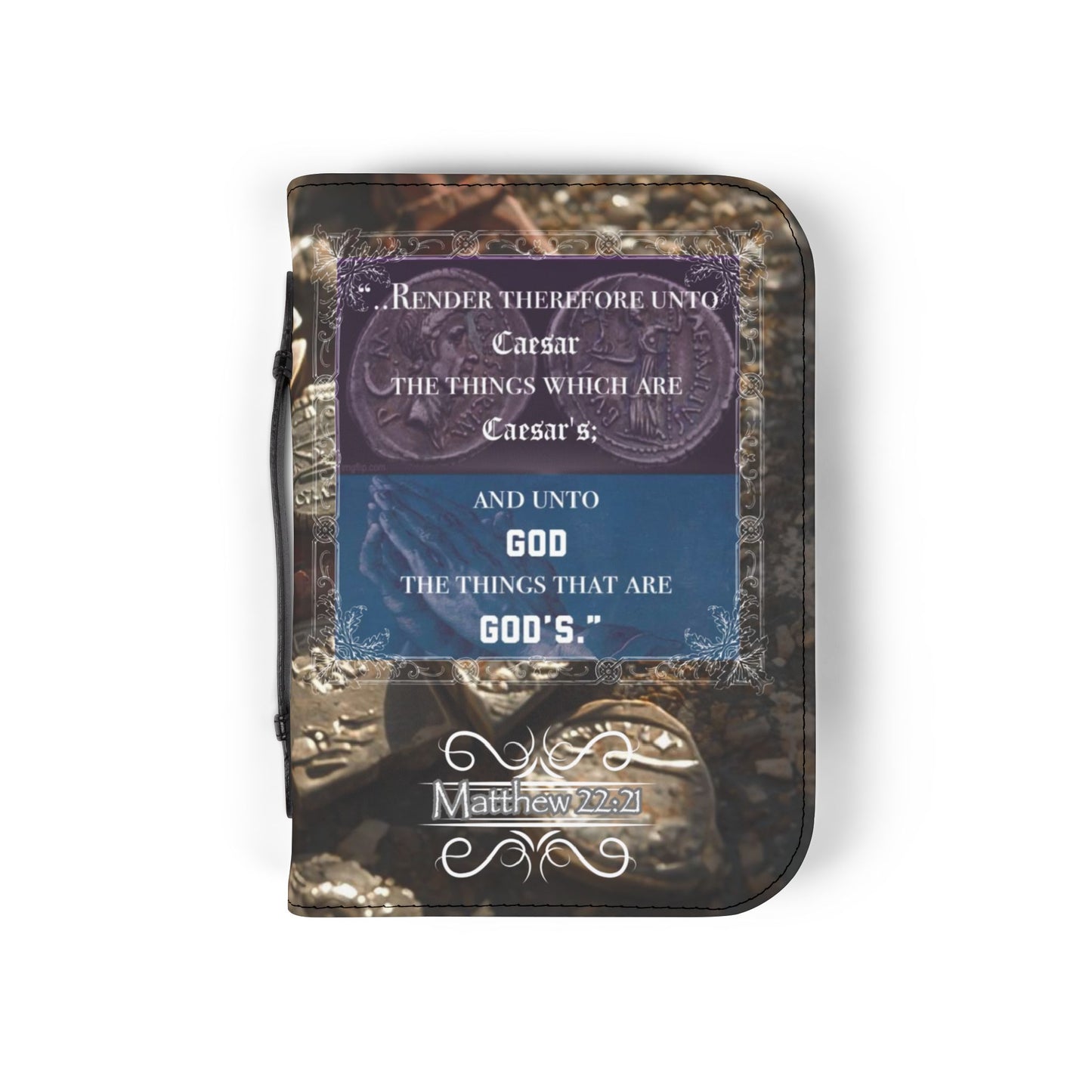 Bible Cover Case: 'Matthew 22:21' Broken Coins Design