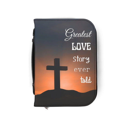 Bible Cover Case: 'Greatest Love Story Ever Told' Sunset Cross Design
