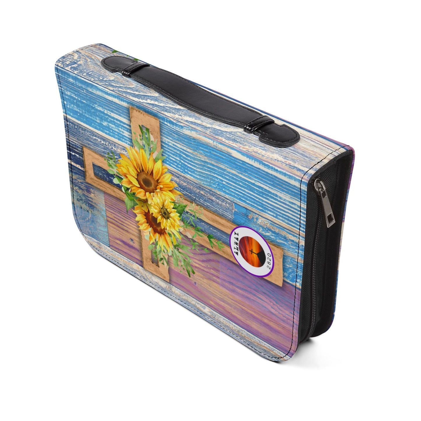 Bible Cover Case: 'God is Good' Sunflower Wood Design