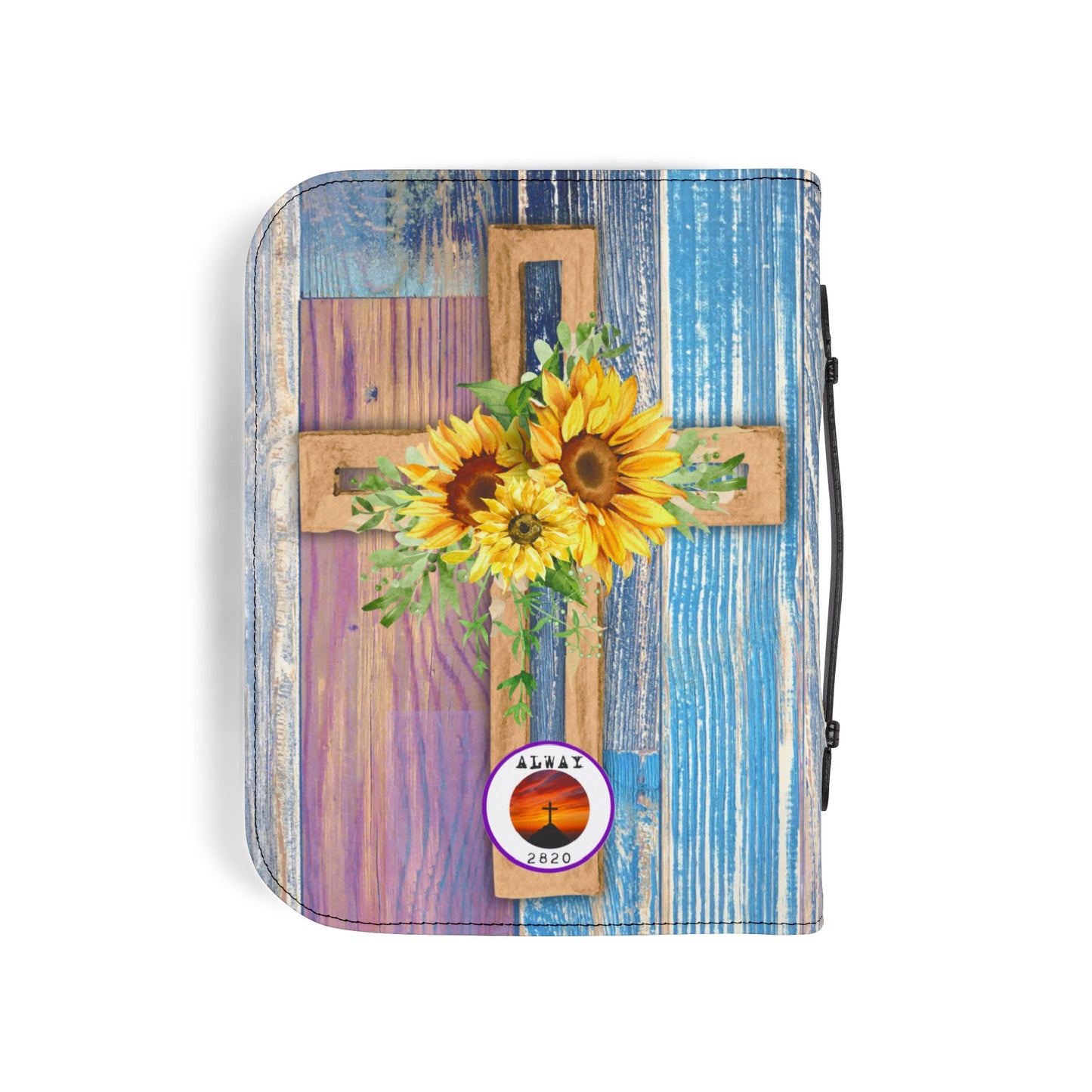 Bible Cover Case: 'God is Good' Sunflower Wood Design