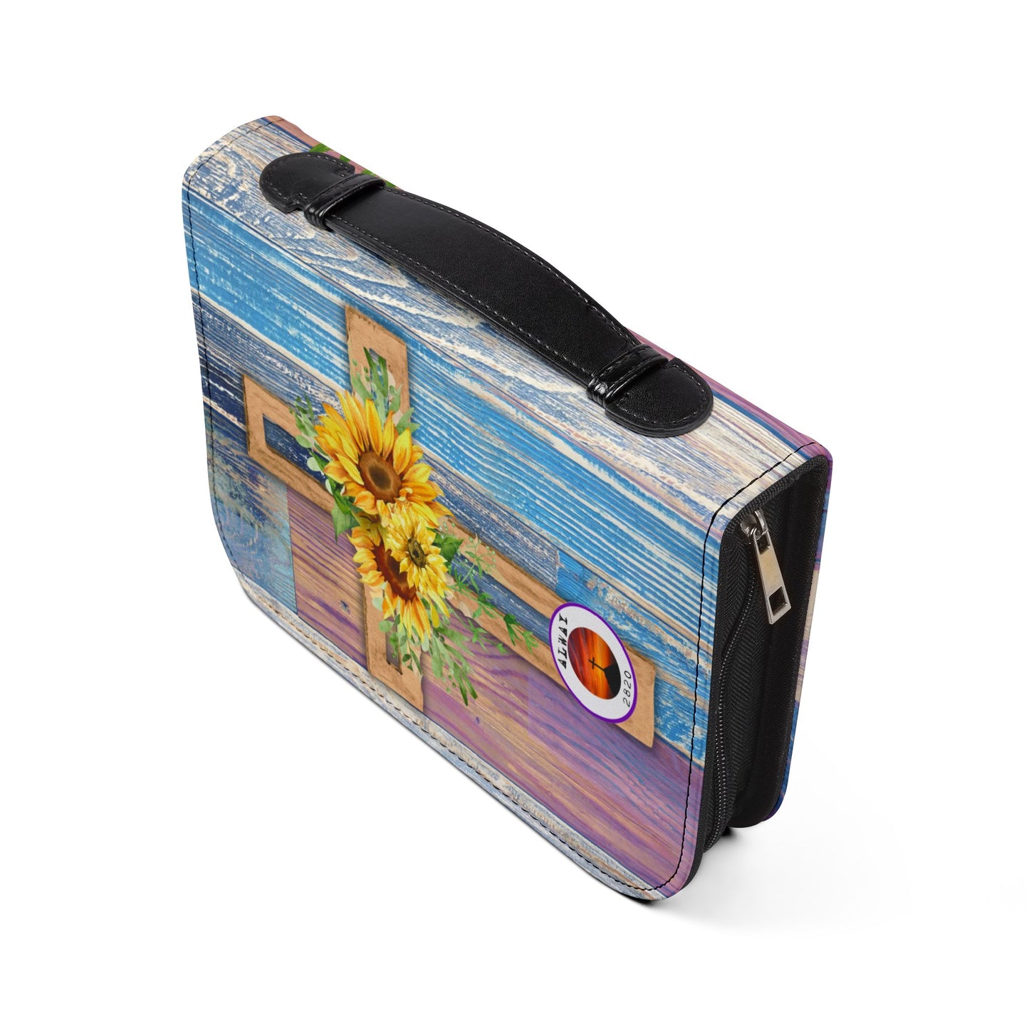 Bible Cover Case: 'God is Good' Sunflower Wood Design