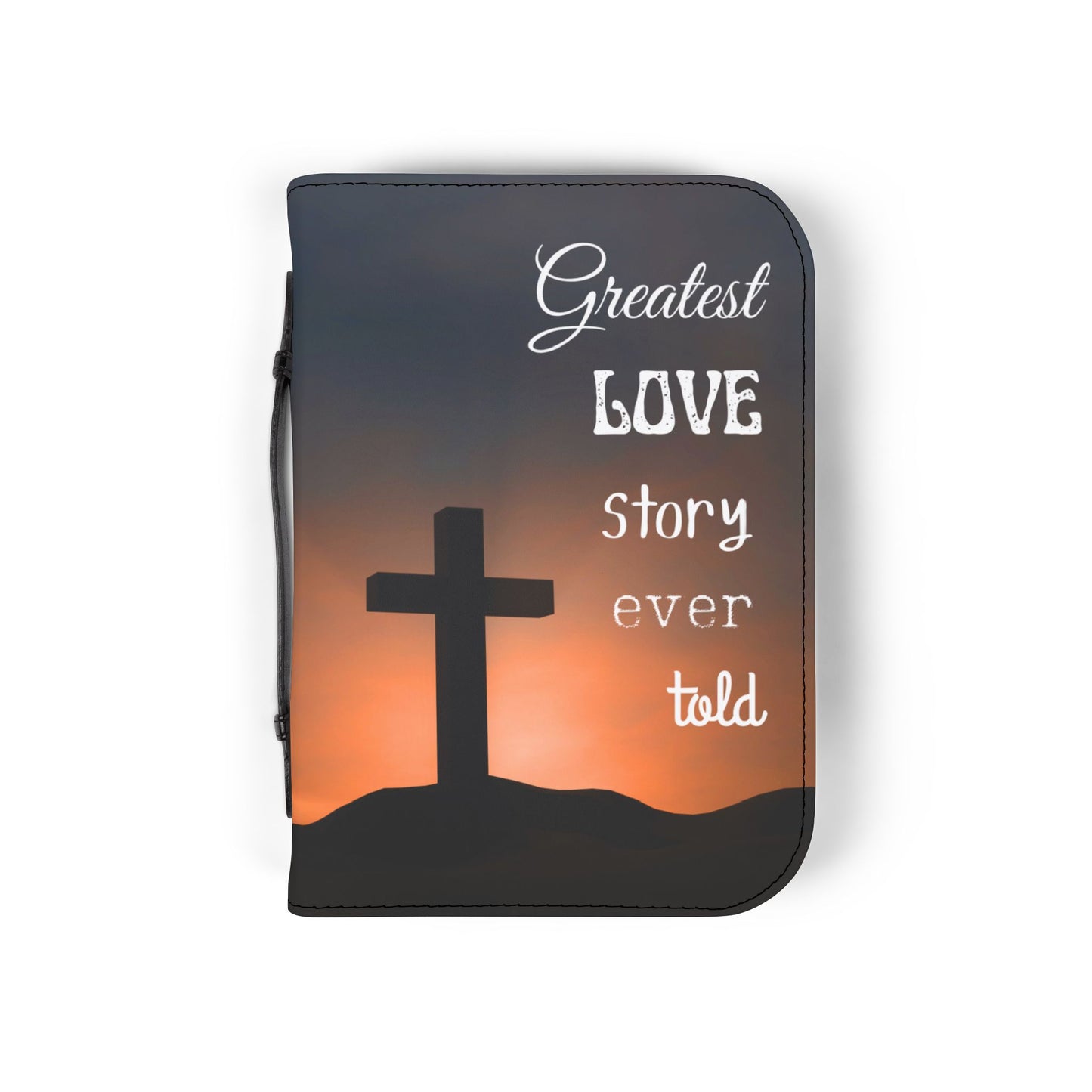 Bible Cover Case: 'Greatest Love Story Ever Told' Sunset Cross Design