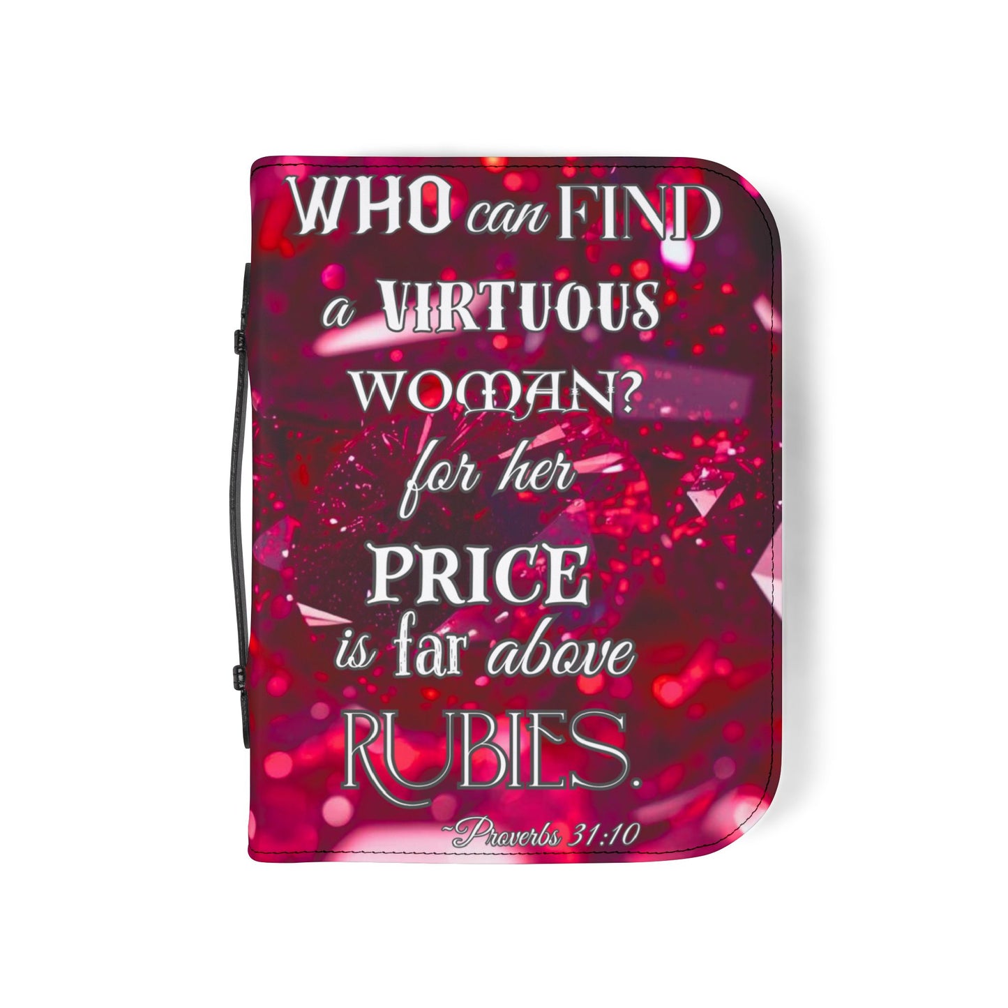Bible Cover Case: 'Proverbs 31:10' Virtuous Woman Rubies Design